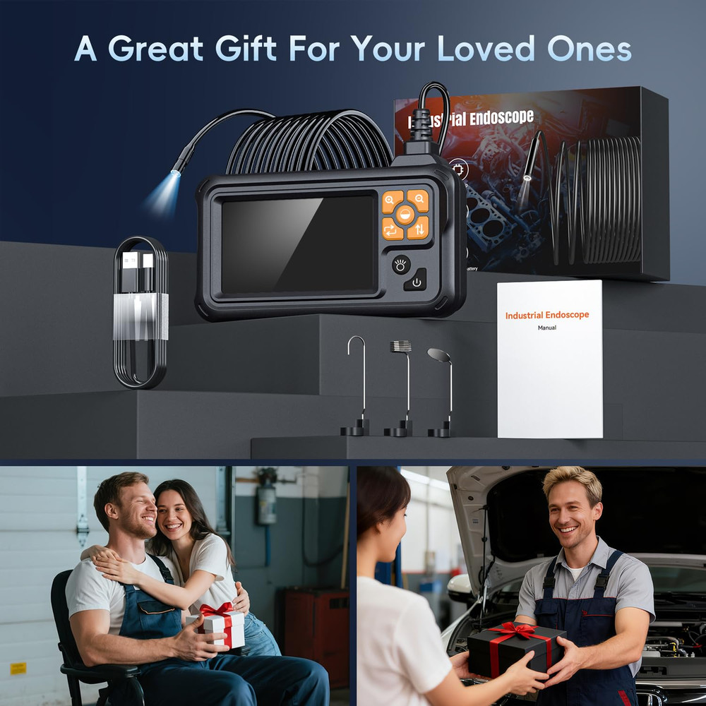 SKYBASIC Industrial Endoscope Borescope Camera with Light, 4.3'' HD Digital Hand