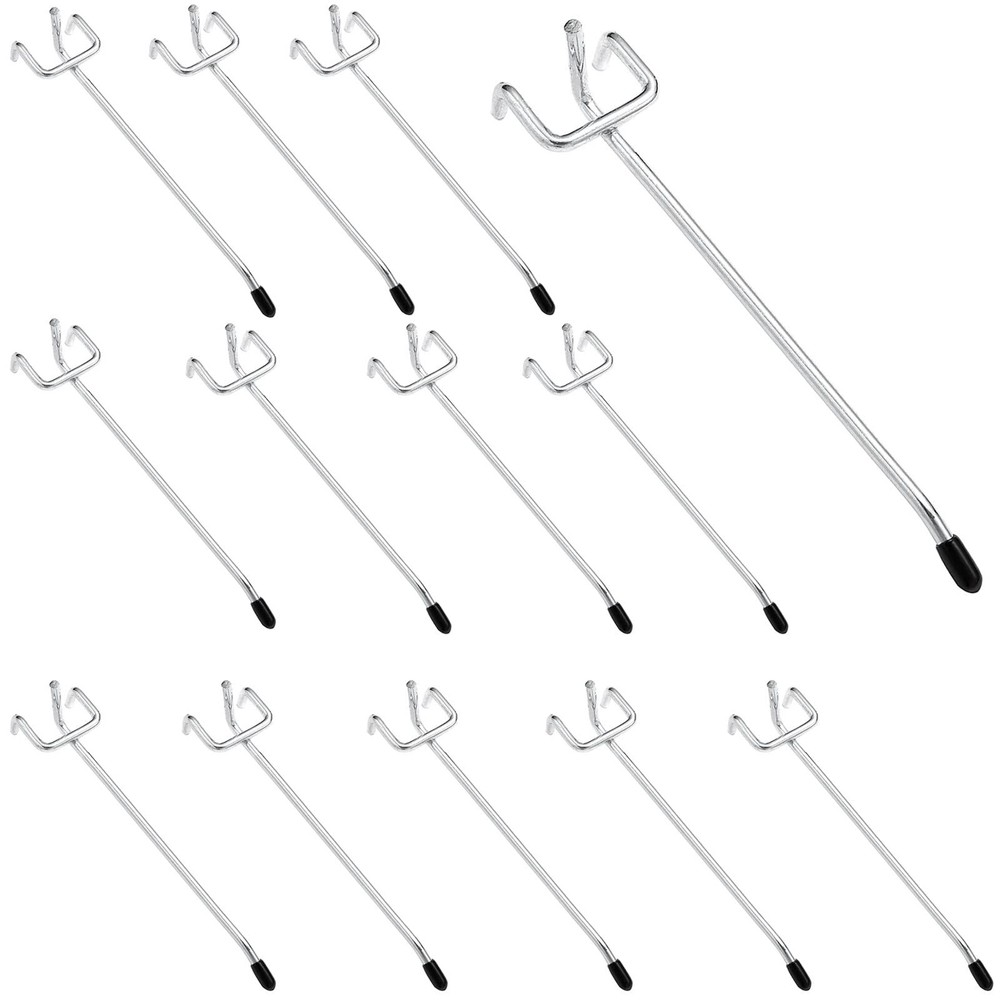 20 Pack 6 Inch L Shape Galvanized Metal Pegboard Hooks with 50 Rubber Tips