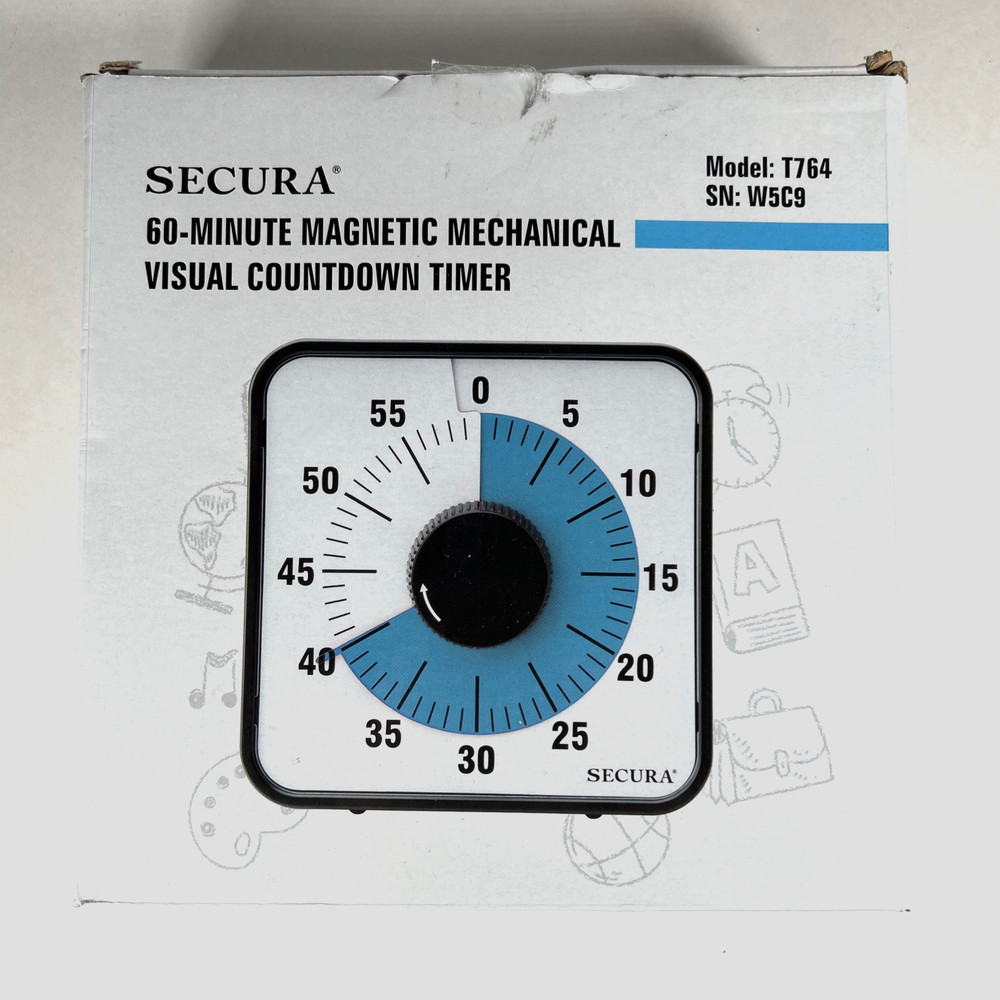 Secura 60-Minute Magnetic Mechanical Visual Countdown Timer Model T764