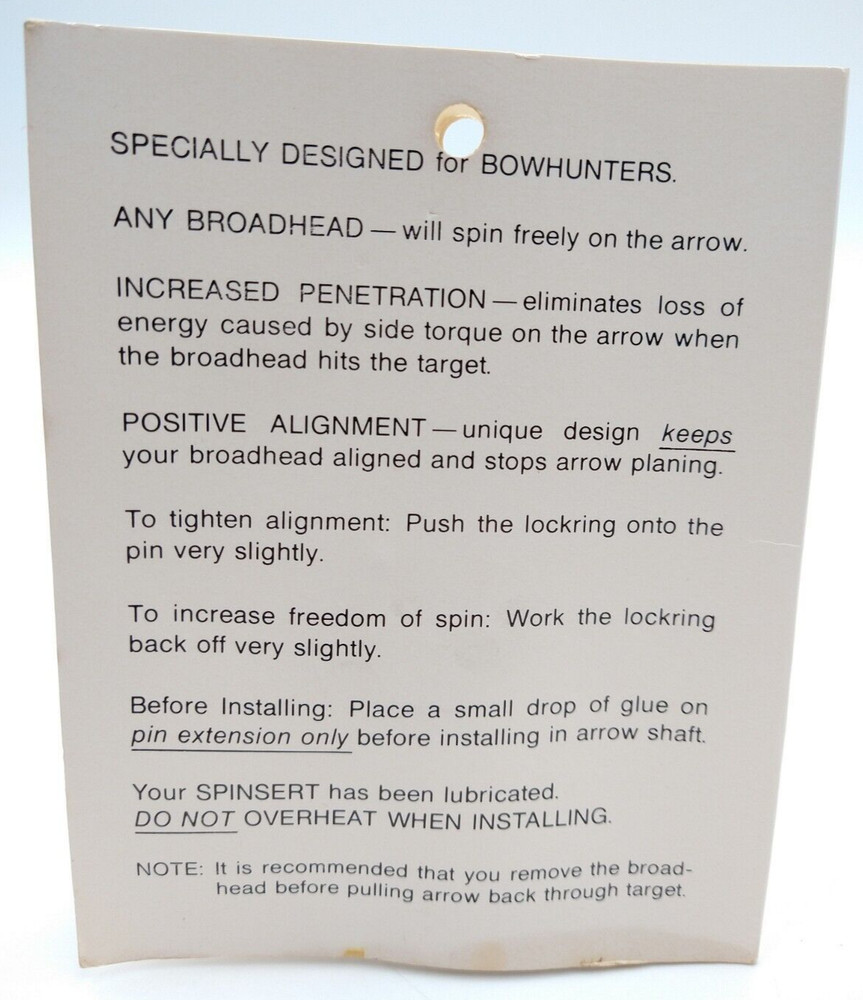 Spinsert Broadhead Arrow Attachment #2216 by Dan Winters Inc - More Penetration