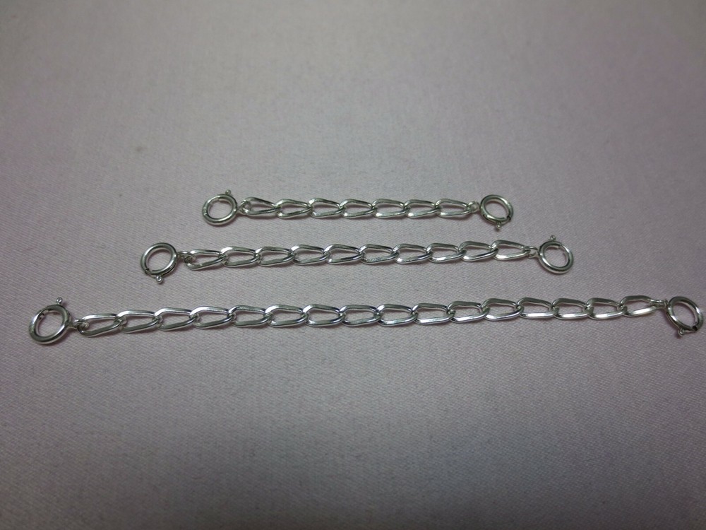 SOLID STERLING SILVER 3.0 .mm 10 INCHES EXTENDER / SAFETY CHAIN W/ SPRING RING