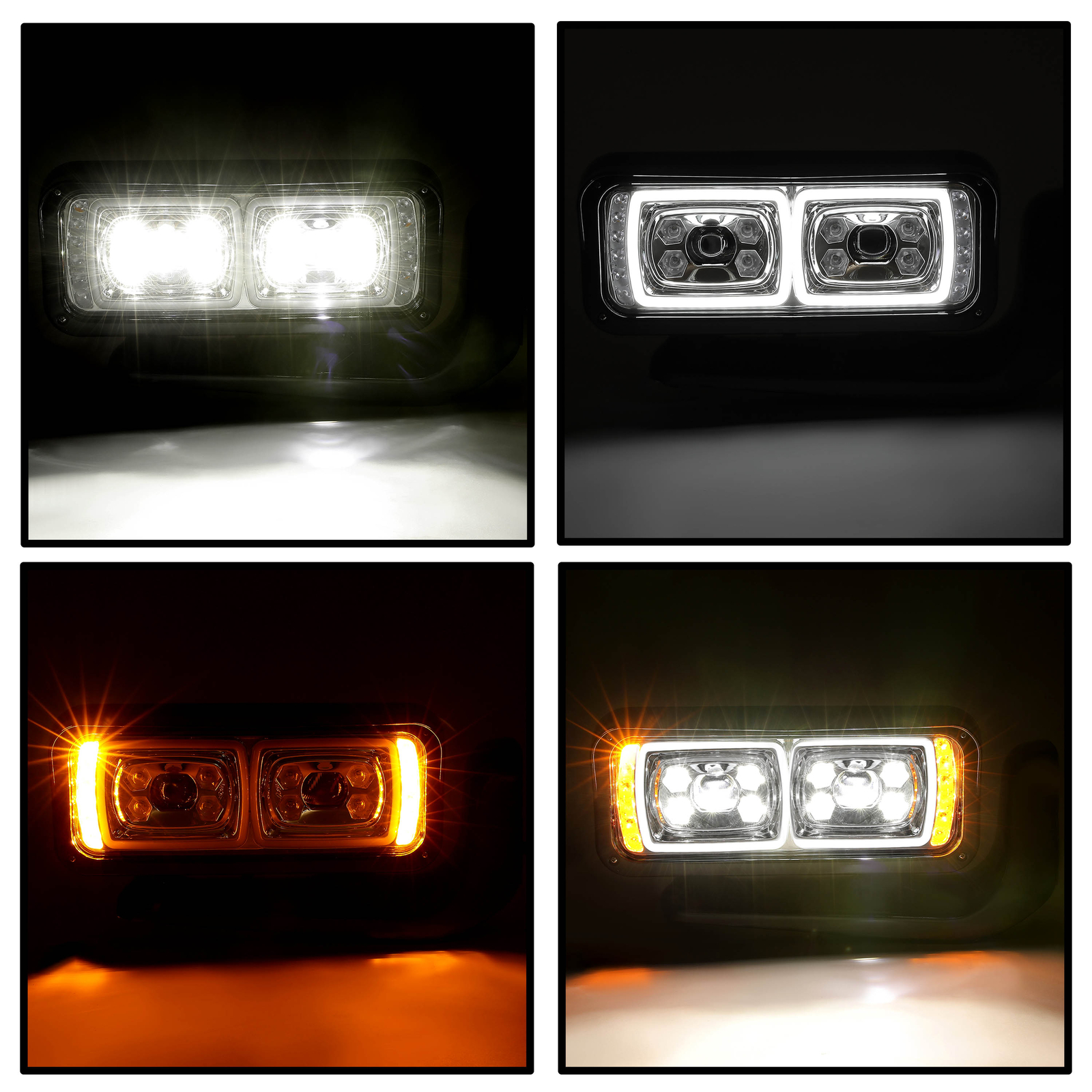 Full LED Headlights Assembly W/ Mounting Arm For Peterbilt 359 379 389 1981-2023