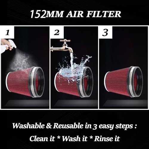 6" Inlet Cold Air Intake Filter Cone Replacement Performance Red (6" Tall)