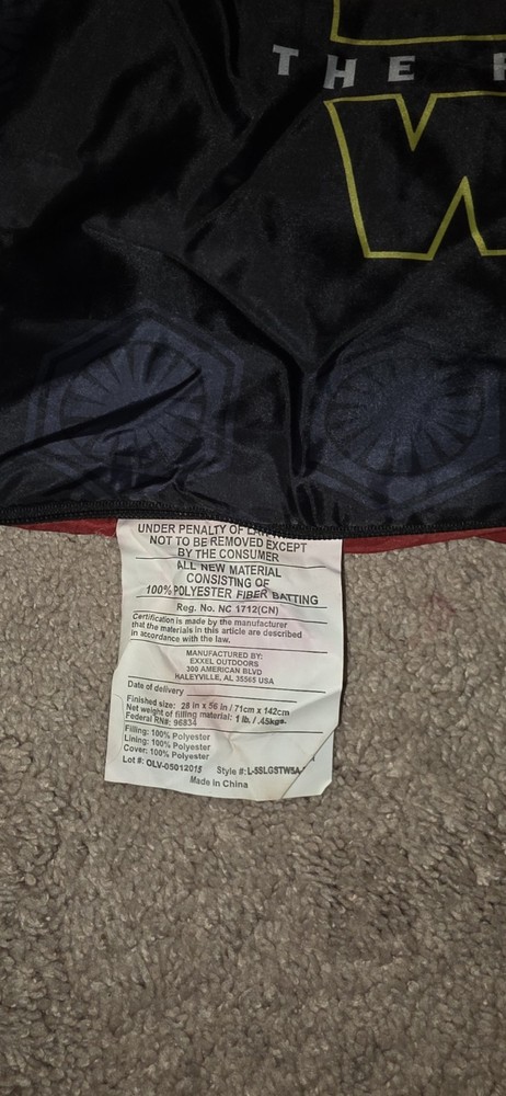 Star Wars The Force Awakens Sleeping Bag And Back Pack