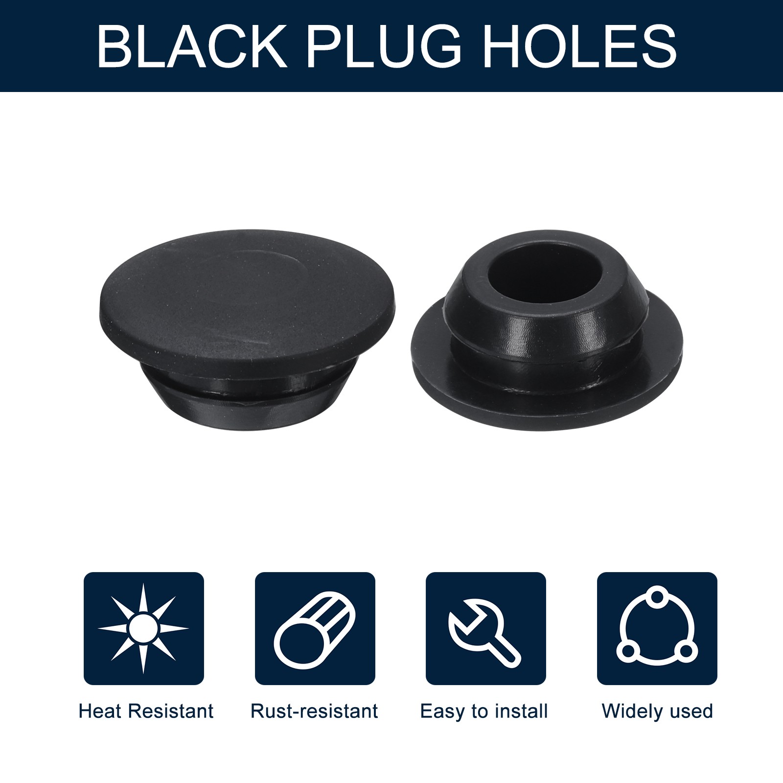 10pcs Hole Plug 1/2 Inch (12mm) Button Plugs Fit for 9mm Hole Black