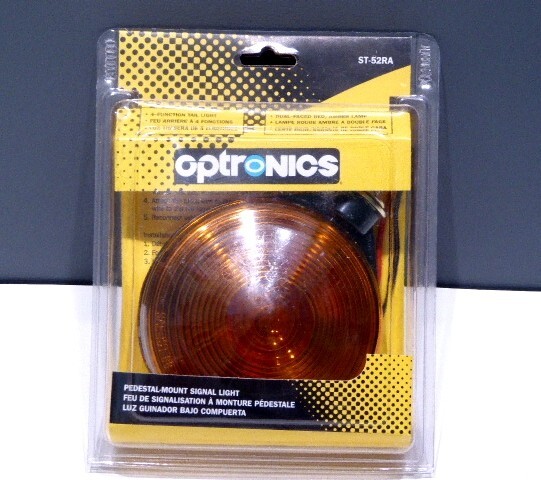 NEW! OPTRONICS ST52RA DUAL SIDE RED/AMBER PEDESTAL MOUNT 4-FUNCTION SIGNAL LIGHT