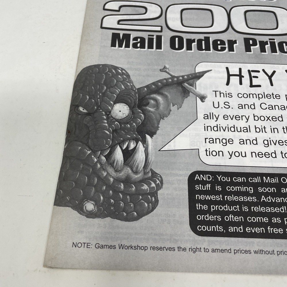 Games Workshop Complete 2000 Mail Order Price List Catalog Warhammer