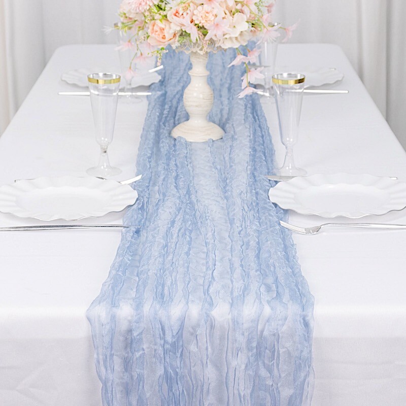 9 feet Crinkled Sheer Organza TABLE RUNNER Party Events Reception Decorations