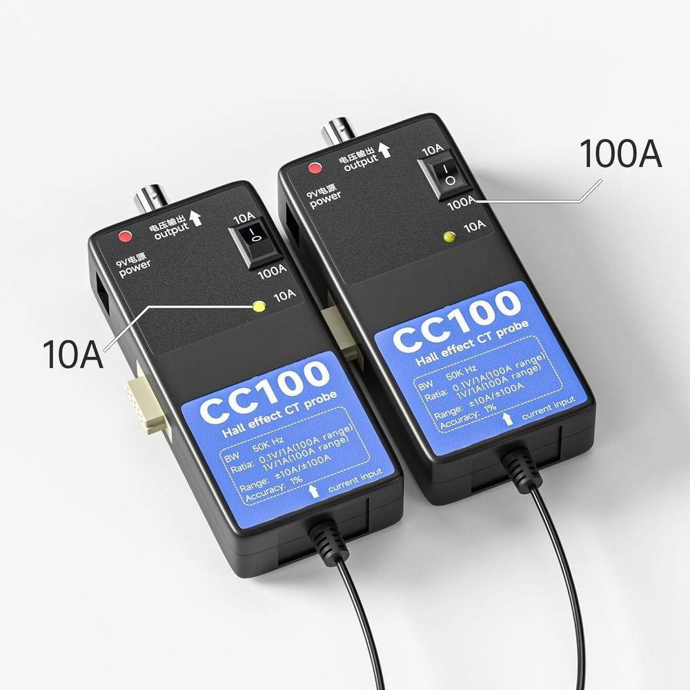 Clamp-on Current Probe CC100 10A/100A Range Supports Cascading Multiple Units...