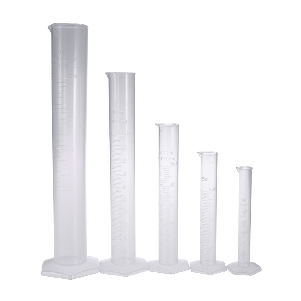 5 Pcs Graduated Measuring Cylinders Plastic Transparent For Laboratory Testing