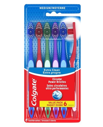 Colgate Extra Clean Toothbrush, Medium Toothbrush for Adults, 6 Pack