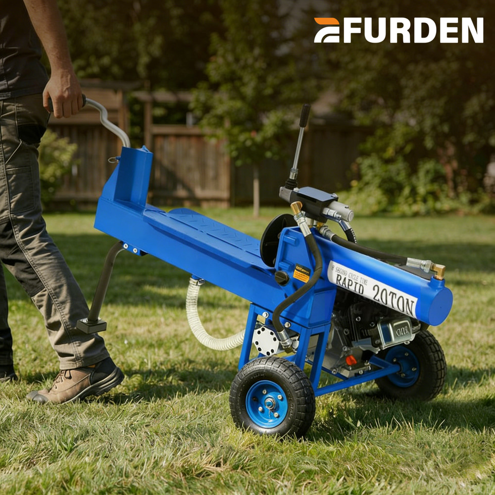 Efurden Log Splitter Portable Gas Engine 20 Ton Auto Return Ram System 7HP
