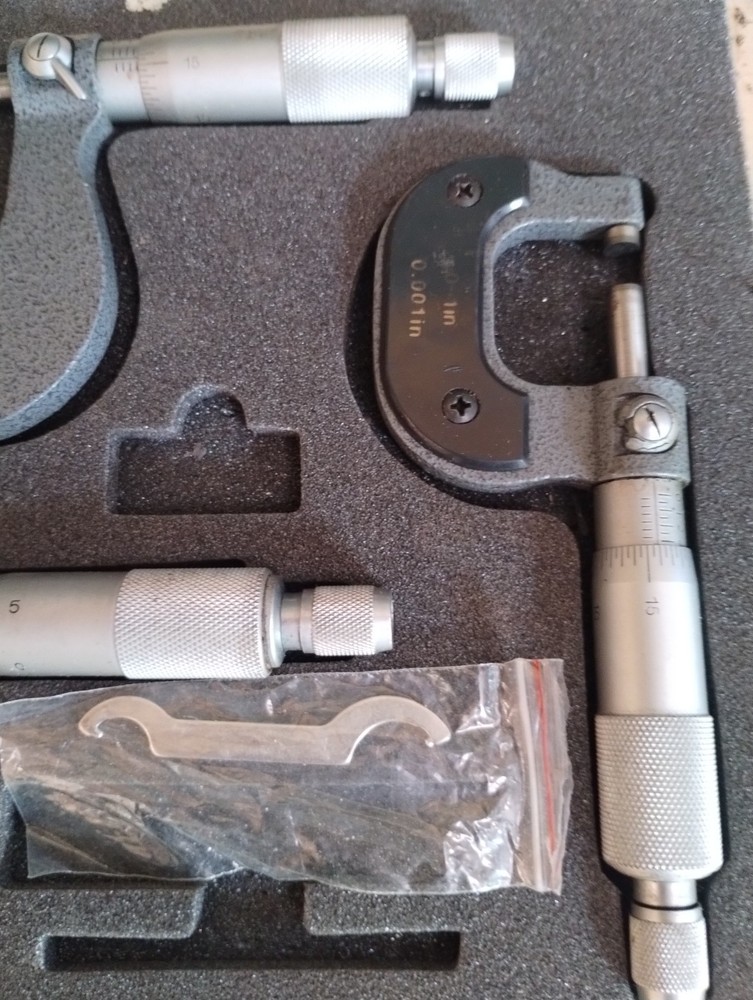 3-Piece Precision Outside Micrometer Set 0-3" with Mechanical Digit Counter