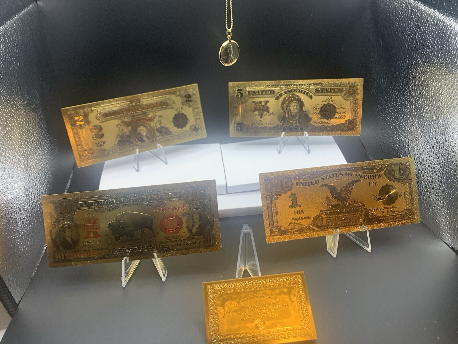 4PC MINT Banknote W/COA Lot💵GOLD 1899 $10 Bison&$1 Eagle Rep*Notes+PennyN More~