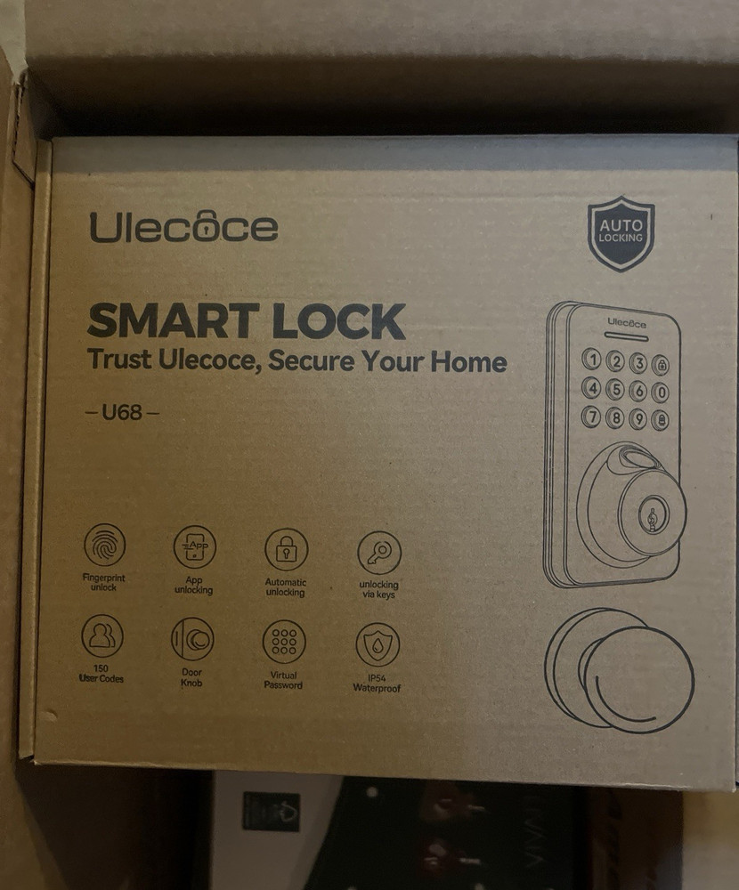 Ulecoce U68 Smart Door Lock Fingerprint, App, Keypad, 150 User Codes