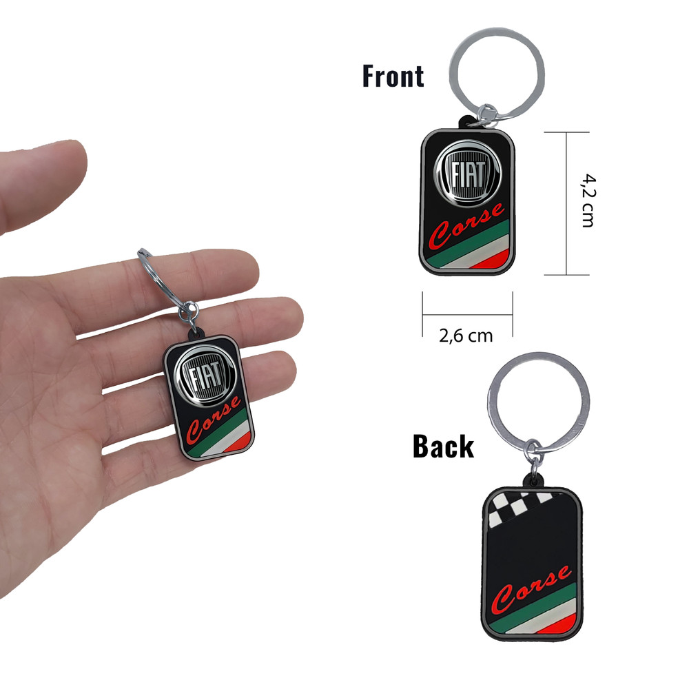 Fiat Black Key Ring, 4.2 x 2.6 cm