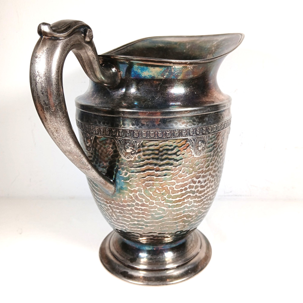 Hammered Silver Plate Water Pitcher Lehman Bros. Silverware Co. Vintage 1920-30