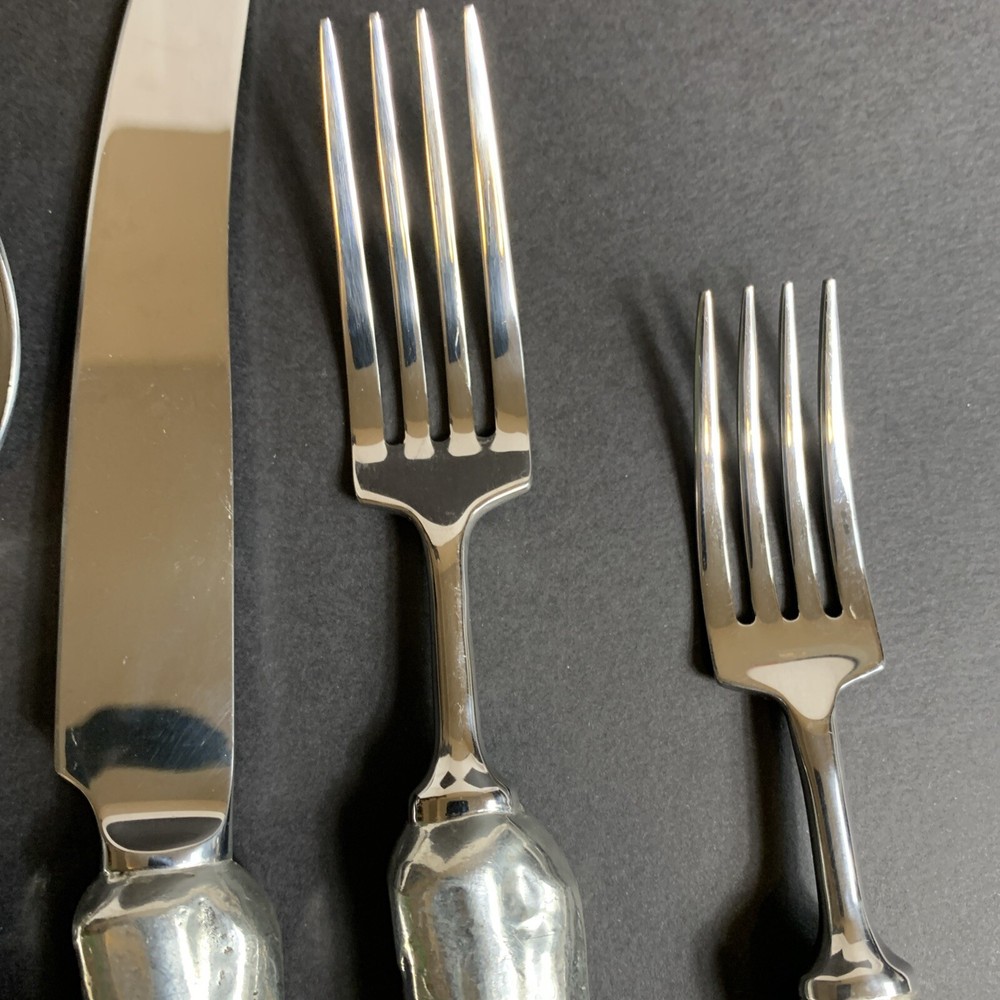 5 Piece Pewter Antler Flatware Place Setting
