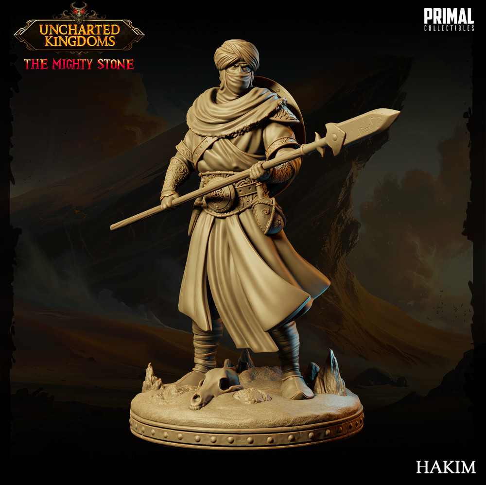 DnD Arab Desert Spear Fighter Character Mini 32mm Scale