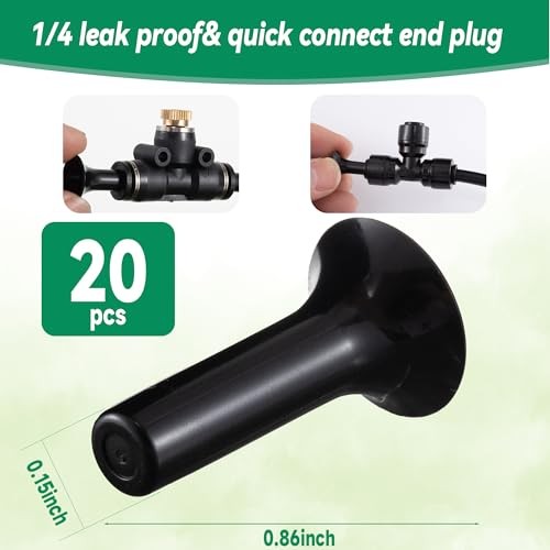 20 Pcs Brass Misting Nozzle T-joint Quick Connect 1/4 Drip Line Plugs for