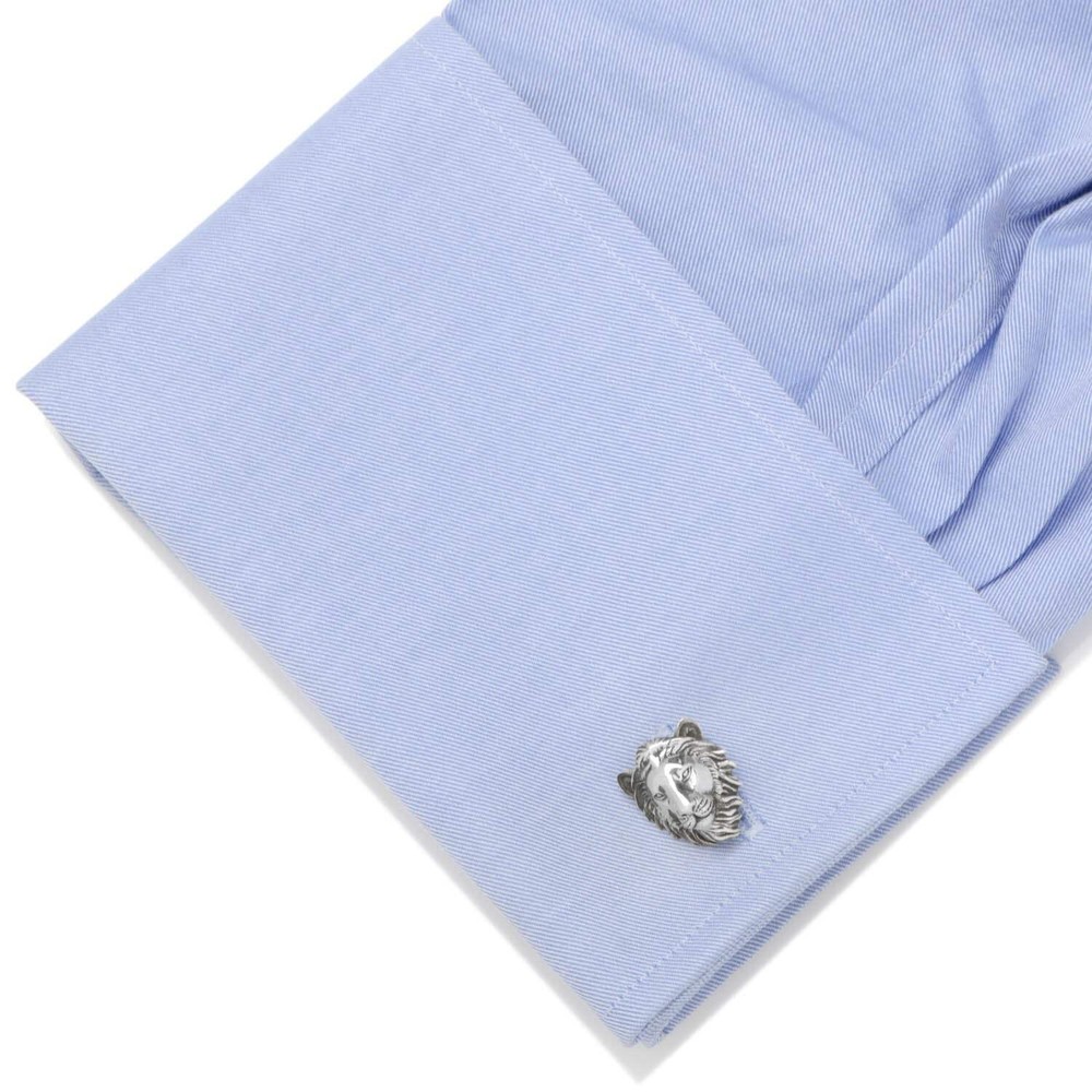 Sterling Silver Lion Head Cufflinks