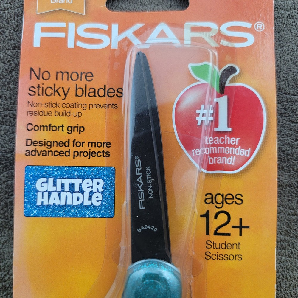 FISKARS 7" Student Scissors Blue Glittter Handle 12+ Classroom Create Art Craft