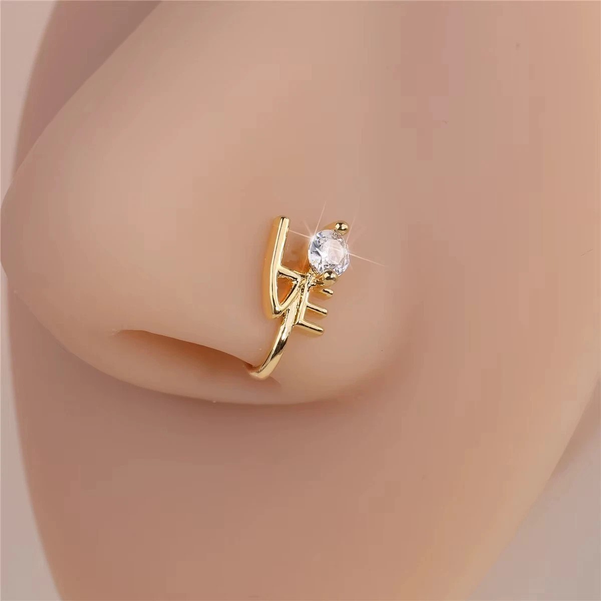 9pcs Nose Rings Non Piercing U-Shaped Nose Stud Elegant Style Non Ring For Women