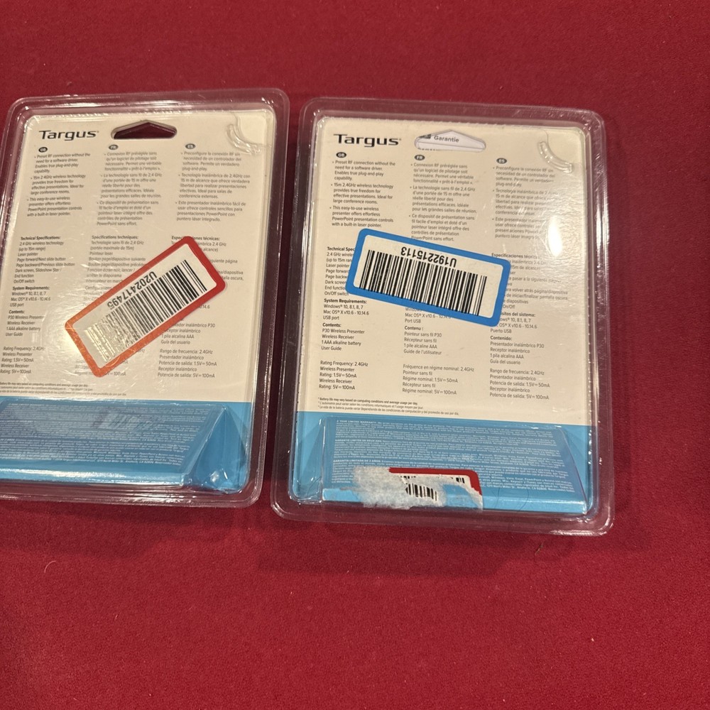Lot 2 Targus Wireless USB Presenter With Laser Pointer - AMP30TT