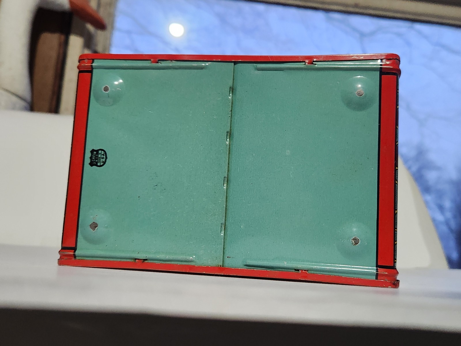 Old Chein Tin Wind Up Musical Cathedral Church Organ With Box