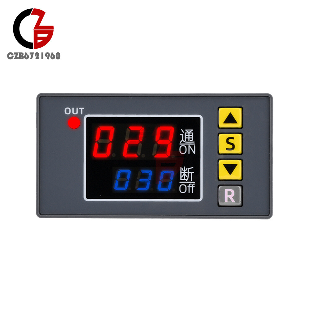 110-220V 12/24V Digital Time Delay Relay Cycle Timer Control Switch Programmable