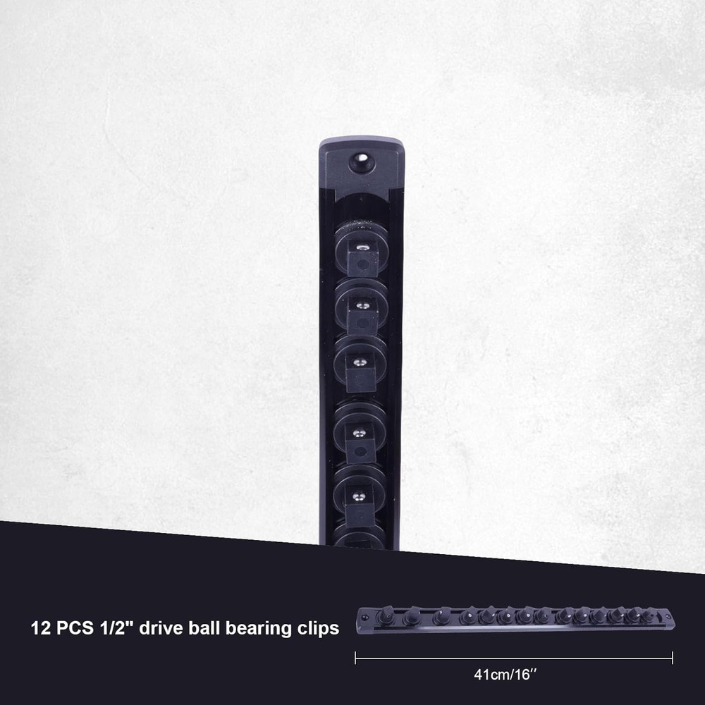 Magnetic Socket Holder Organizer Set:1/2-Inch Drive Socket Trays Socket, 360° Sw