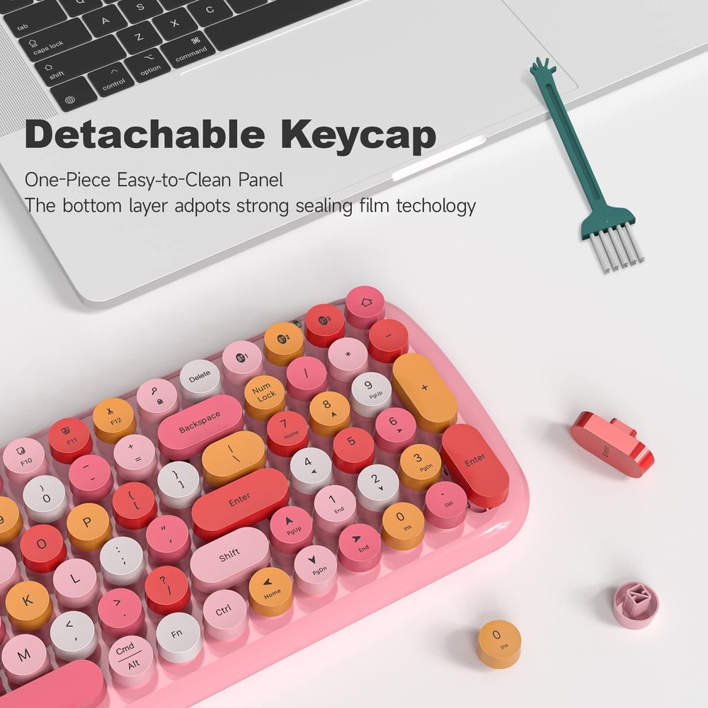 MOFII Wireless Keyboard and Mouse Combo, Full-Size Retro Typewriter-Style Wir...