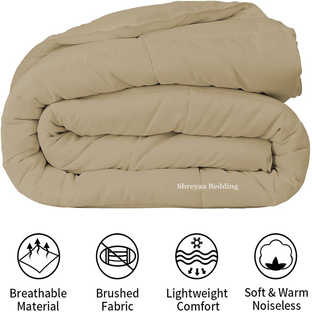 Branded Down Alternative Comforter Egyptian Cotton Taupe Solid Cal King Size