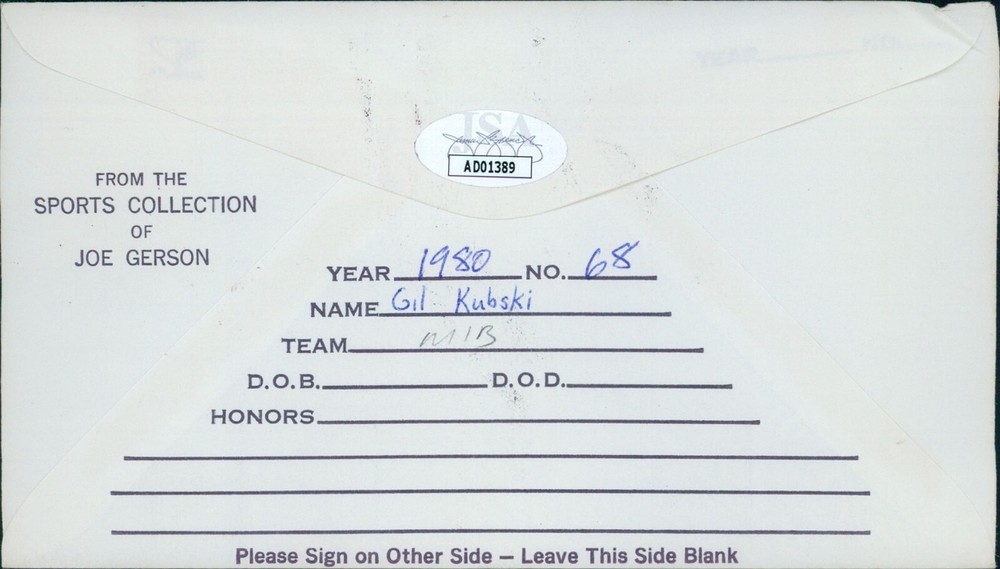 Gil Kubski California Angels Signed First Day Issue Cachet JSA Authenticated