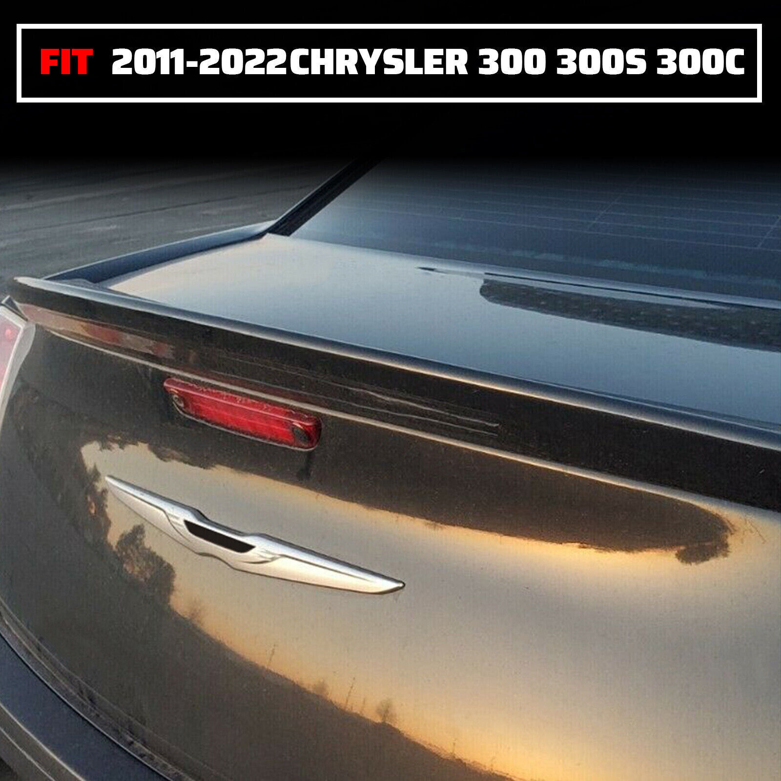 HECASA Trunk Lip Spoiler Rear Wing For Chrysler 300 11-23 Factory Style Painted