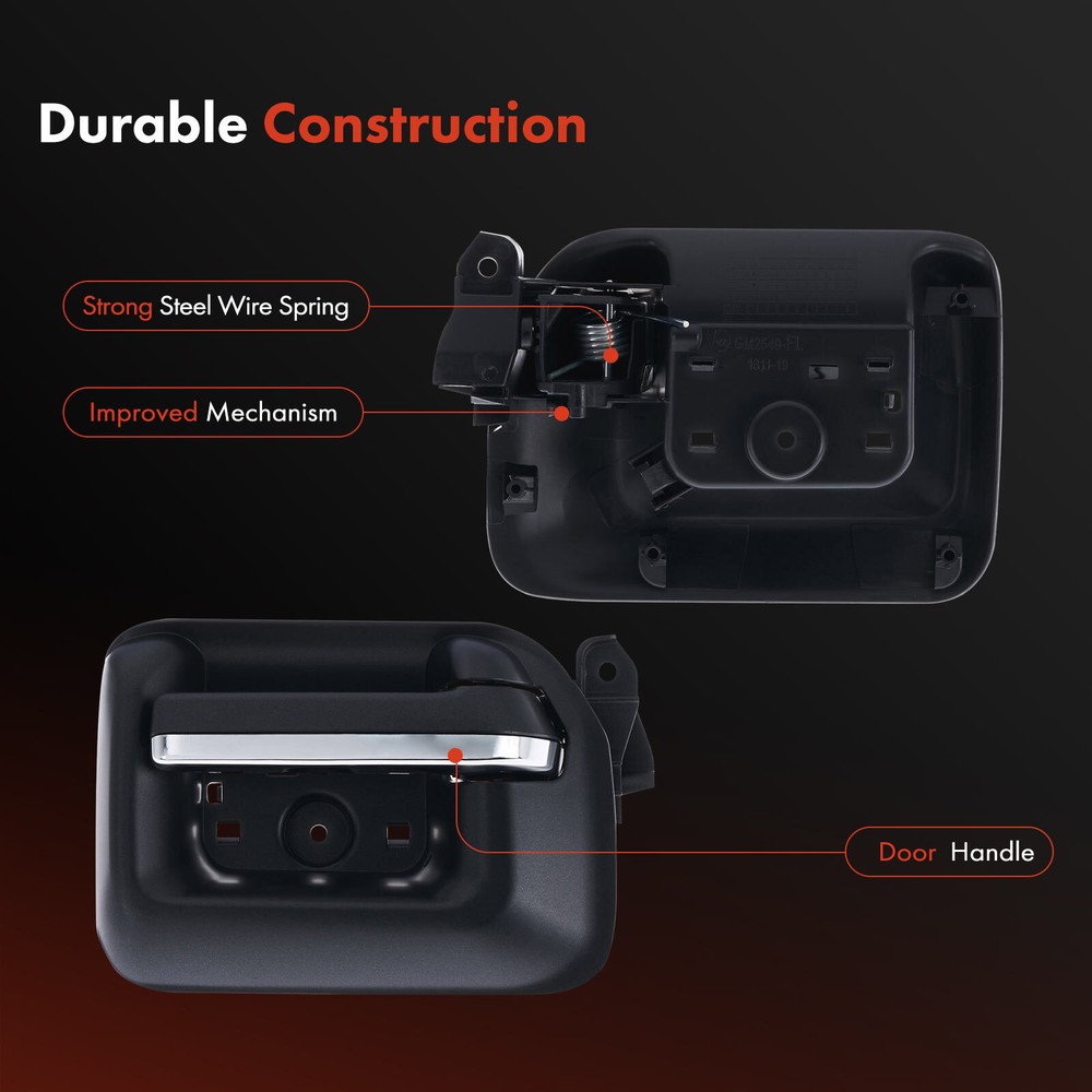 Front Driver Black & Chrome Interior Door Handle for Chevy Silverado 1500 GMC