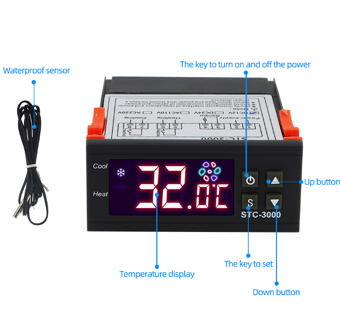 STC-3000 12V Digital Thermostat Temperature Controller Sensor Thermoregulator