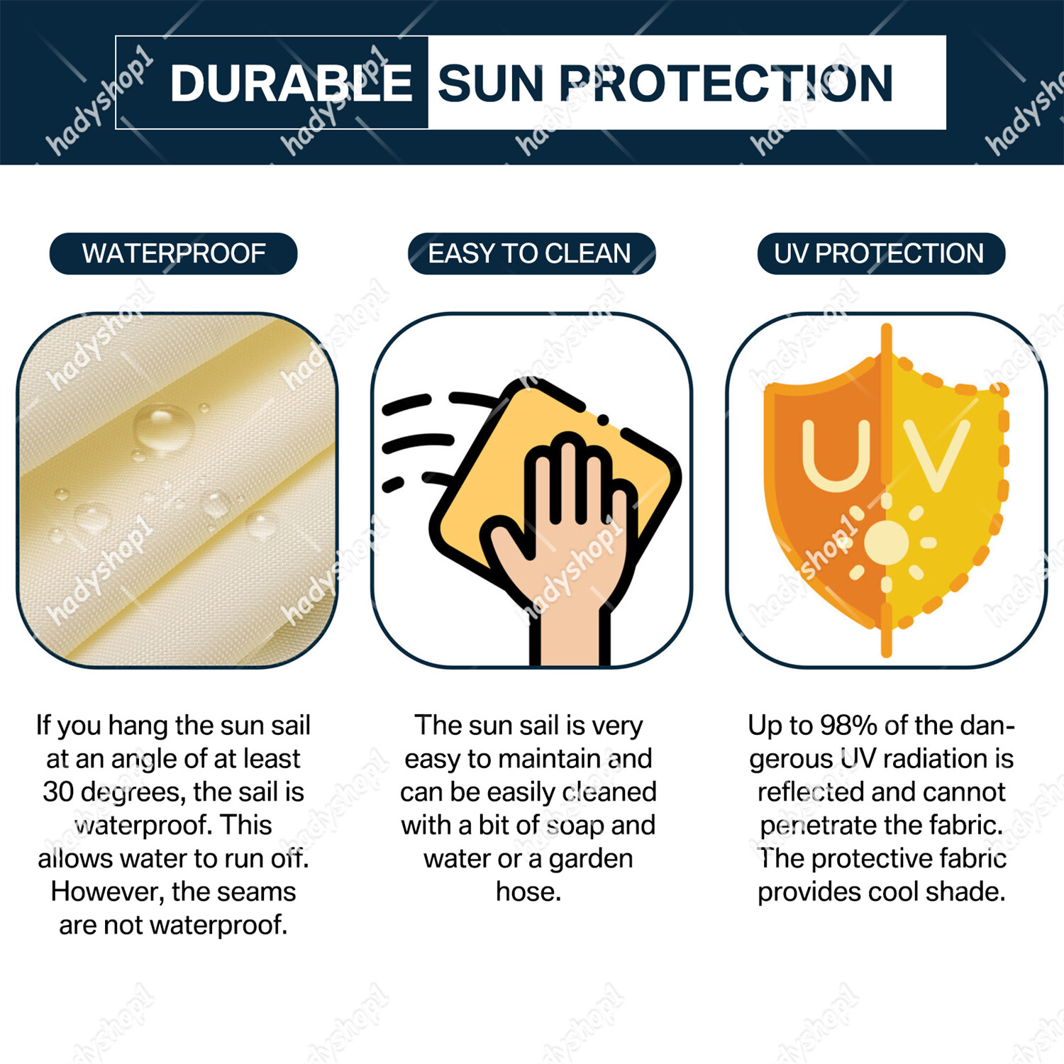 Waterproof Shade Sail Patio Awning Sun Canopy Cover, New