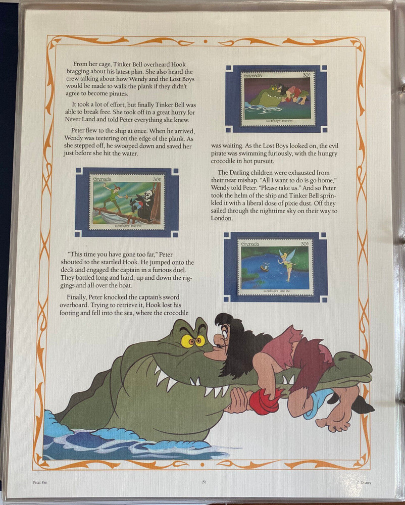 PETER PAN DISNEY 6 PANELS GRENADA 10 STAMPS