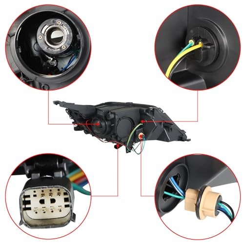 Driver Side and Passenger Side Headlights Assembly Halogen Replacement for