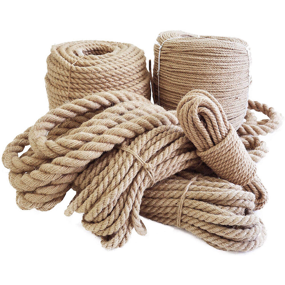 Thick 4 Strands Twisted Manila Rope Natural Hemp Twine for Wrapping DIY Craft