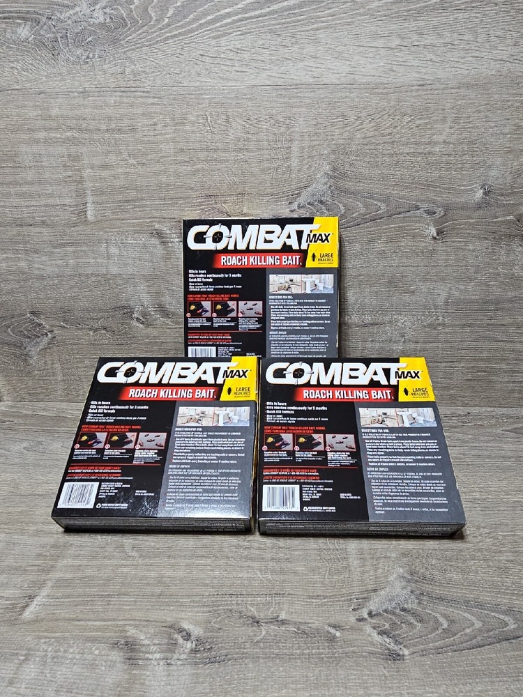 CombatMax Roach Killing Child-Resistant Odorless Bait Stations Kills Fast 3 Box