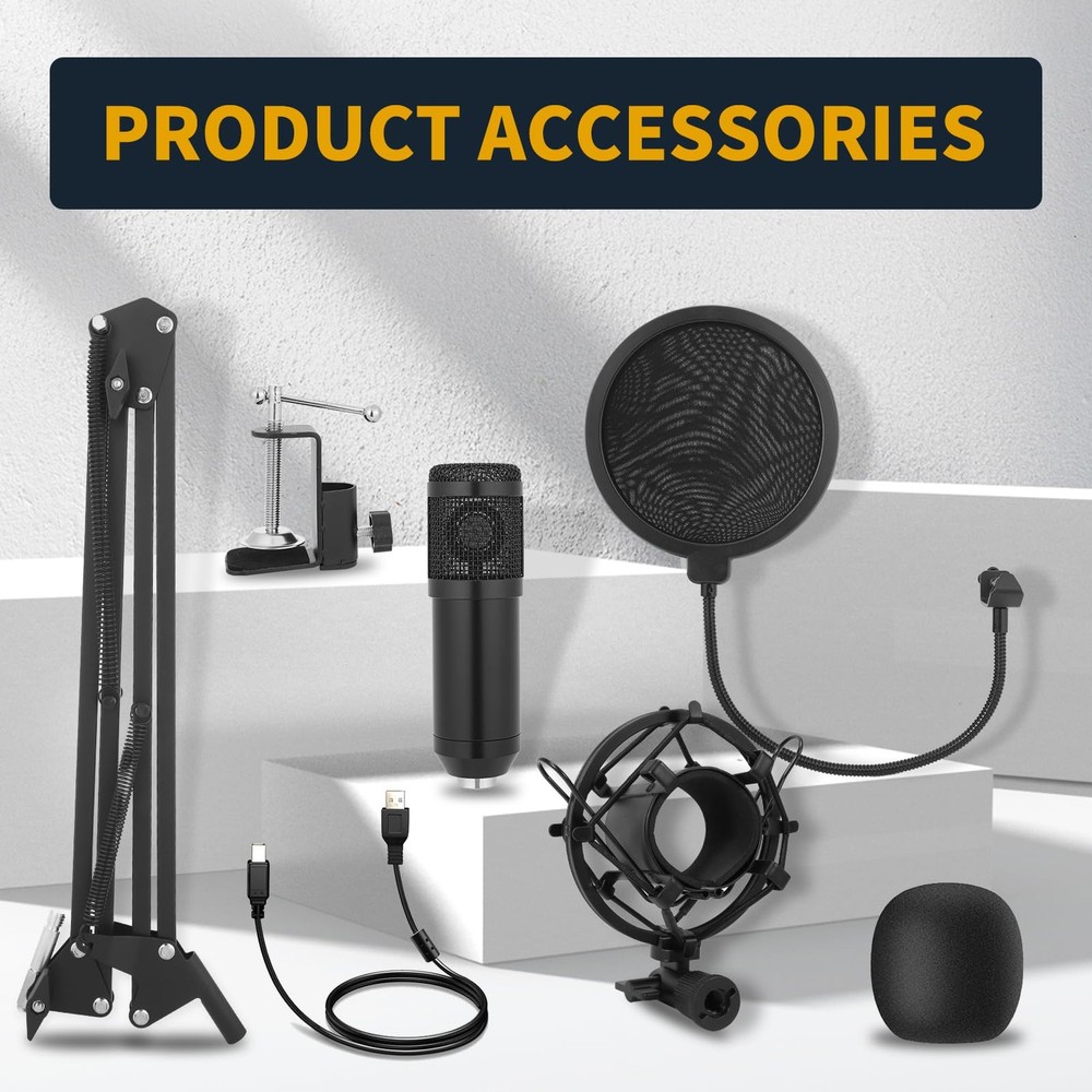 Condenser Microphone,Professional USB Microphone Plug & Play PC Computer Micr...