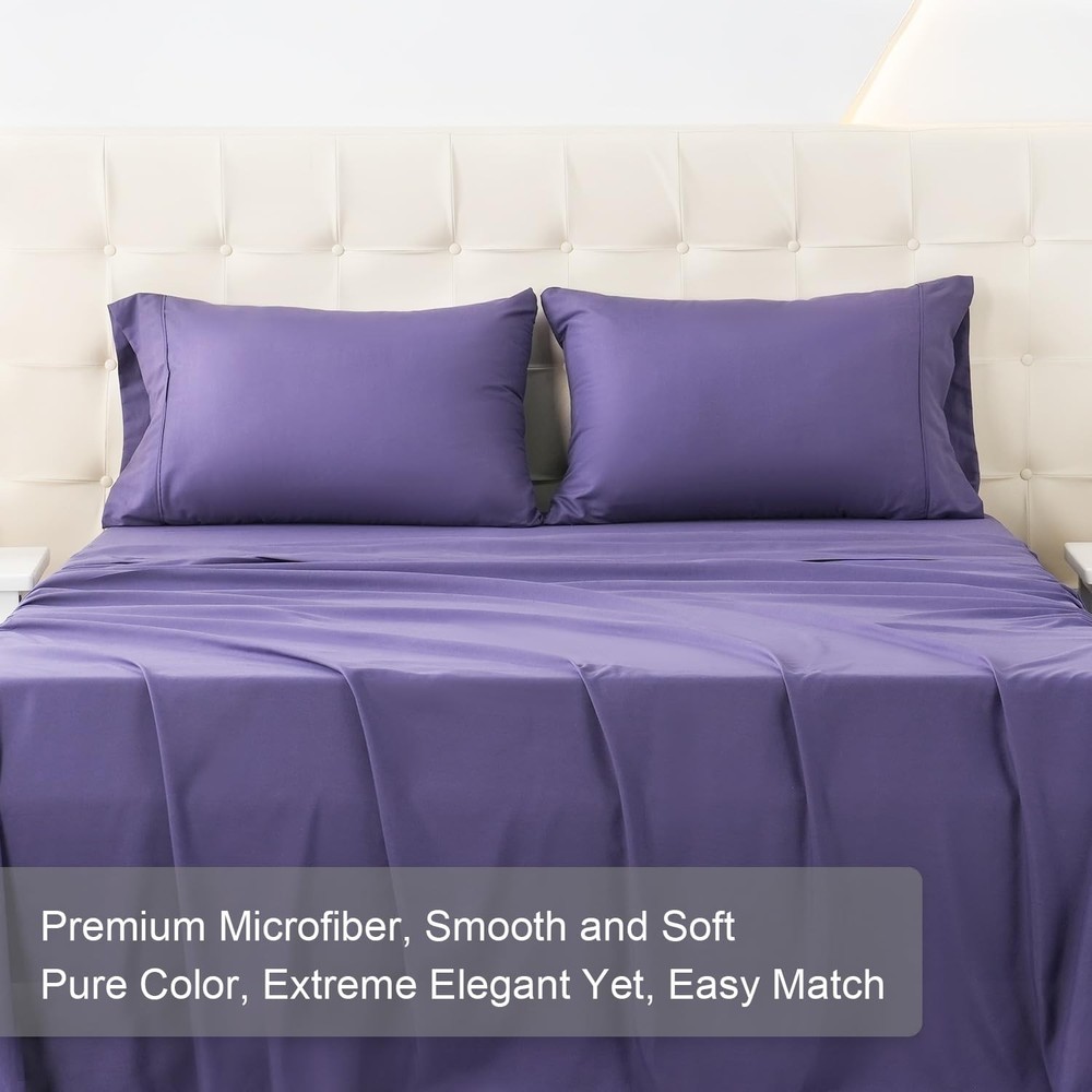 King Bed Sheets Set, Soft Breathable Bedding Sheet Set, Sheets Set with 16" D...