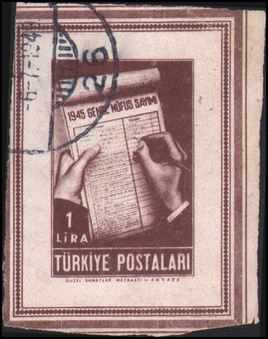 Turkey #933 Used s/s cut down