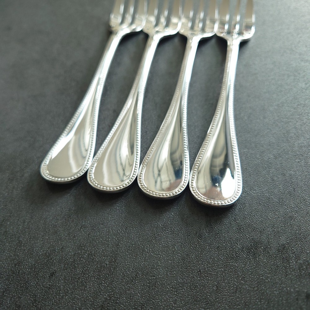 Christofle Perles 4pcs Silverplate Flatware Cake Fork Excellent