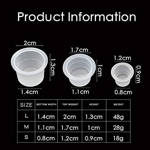 300pcs Tattoo Ink Caps - Small, Medium, Large Sizes + 2 Cup Holders