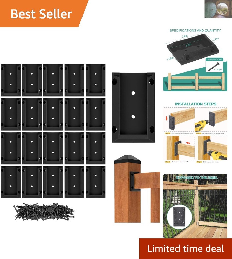 Versatile 20-Count Deck Bracket Set for Quick Railing Installation - Nylon