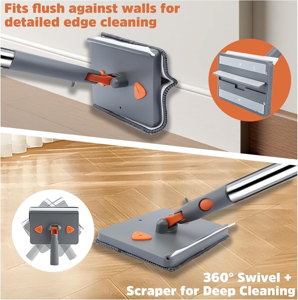 Wall Cleaner Mop with 94" Long Handle, 2-in-1 Triangle & Rectangle Head