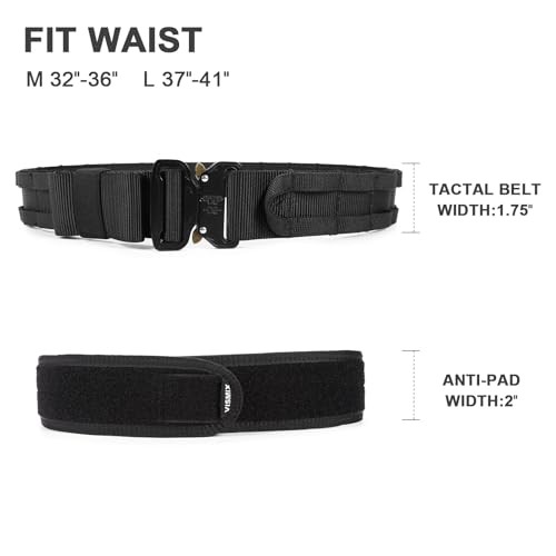 Tactical Anti-slip Pad Inner Belt with Loop System - Compatible Medium Black